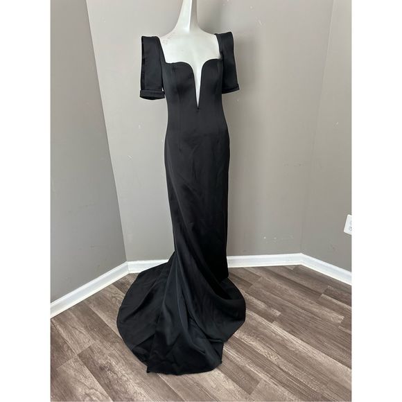 Ozgur Masur Satin Split-Sleeve Gown Size 4 $1796 - Picture 6 of 14